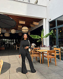 Irregular Long Sleeve Top+Split Flare Pants Matching Set FSL-199