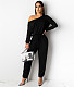 Classic Solid Color Long Sleeve Lace Up Casual Jumpsuit MA-520