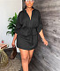 Casual Stand Collar 3/4 Sleeve Lace Up Mini Dress YS-827