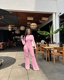 Irregular Long Sleeve Top+Split Flare Pants Matching Set FSL-199