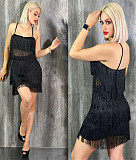 Sexy Tassel Spaghetti Strap Crop Top Mini Skirts Set CY-7140