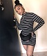 Casual Striped Printed Long Sleeve Bodycon Dress BGN-116-1