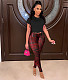 Bandage T-Shirt Crop Top with Pencil Pants 2 Piece Set FSX-361