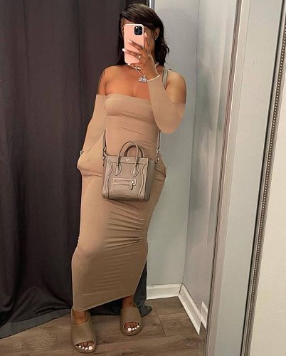 Elegant Slash Neck Long Sleeve Bodycon Dresses SHA-86264