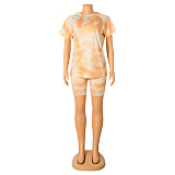 Casual Tie Dye Print T Shirt Jogger Shorts Tracksuit OSD-6074