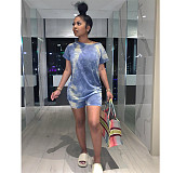 Casual Tie Dye Print T Shirt Jogger Shorts Tracksuit OSD-6074