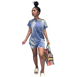 Casual Tie Dye Print T Shirt Jogger Shorts Tracksuit OSD-6074