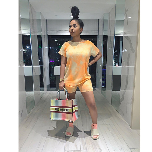 Casual Tie Dye Print T Shirt Jogger Shorts Tracksuit OSD-6074