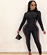 Sheer Mesh Patchwork Long Sleeve Skinny Jumpsuit HMS-5557