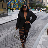 Chic Long Sleeve Cut Out Blazer Hollow Out Pants Set NY-2563