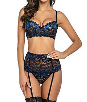 3pcs Seductive Trim Bralette Set with Garter Belt SHFE-S191