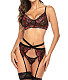 3pcs Lace Bra & Thongs with Garter Belt SHFE-S198