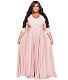 Plus Size Solid Color Big Swing Maxi Long Dresses LDS-3313