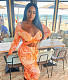 Tie Dye V Neck Cut Out Long Sleeve Bodycon Dresses BGN-267