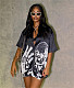 Abstract Print Street Short Sleeve Single-breasted Shirt MEY-20801