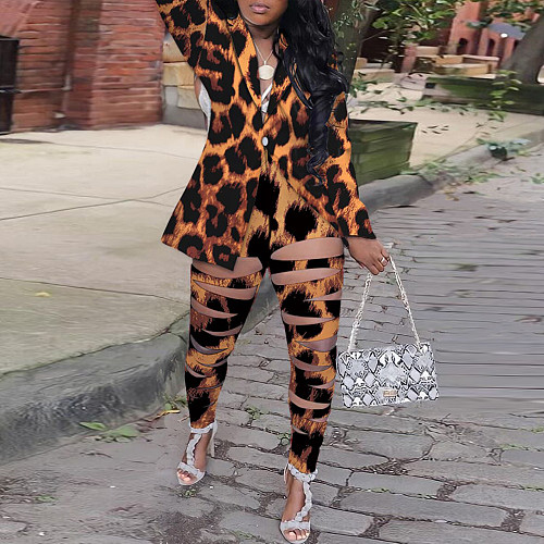 Chic Long Sleeve Cut Out Blazer Pencil Pants Matching Sets NY-2568