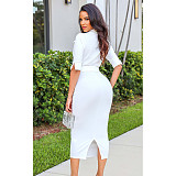 Elegant Solid Short Sleeve with Sashes Pencil Dresses ASL-6601