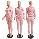 Fall Long Sleeve Hoodie Coat Pencil Pants Outfits CN-0052B1