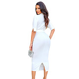 Elegant Solid Short Sleeve with Sashes Pencil Dresses ASL-6601