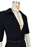Elegant Solid Short Sleeve with Sashes Pencil Dresses ASL-6601