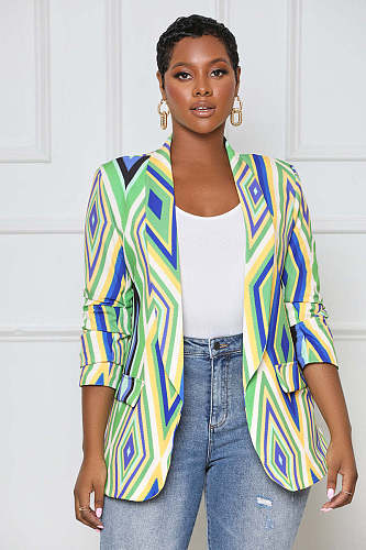 Elegant All Over Print Long Sleeves Blazer Jackets MK-3128