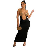 Sequins Patchwork Halter Backless Skinny Dress BANT-6812DR