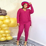 Solid Loose Long Sleeve Shirt Top Leggings Outfits OSS-22505