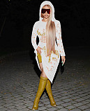 Long Sleeve Hooded Knitted Crochet Midi Dresses TR-1219
