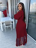 Tassel Fringed Lace Up Long Cardigan Sweater Coat TR-1220