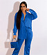 Solid Loose Single-breasted Shirt Wide Leg Pants Outfits TK-6255