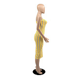 Elegant Striped Strapless High Waist Skinny Dresses YB-60192