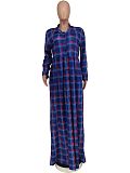 Plaid Print Long Sleeve Single-breasted Maxi Shirt Dress ZAND-31236