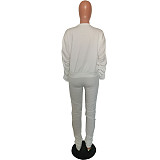 Solid Ruched Long Sleeve T-shirt and Pencil Pants Sets HMS-5400