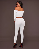 High Elastic Ribbed Crop Top Pencil Pants Outfits TE-4469