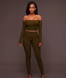 High Elastic Ribbed Crop Top Pencil Pants Outfits TE-4469