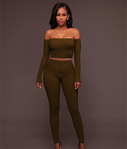 High Elastic Ribbed Crop Top Pencil Pants Outfits TE-4469
