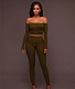 High Elastic Ribbed Crop Top Pencil Pants Outfits TE-4469