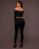 High Elastic Ribbed Crop Top Pencil Pants Outfits TE-4469