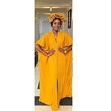 Loose Fitting Half Sleeve Single-breasted Maxi Dresses ZAND-31235