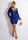 Lace Up Halter Long Sleeve Sexy Sequins Mini Dress TR-1221