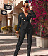 Lapel Double Breasted Blazer Straight Pants Outfits PINH-13306