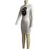 O Neck Long Sleeve Bodycon Short Dress JZH-8120