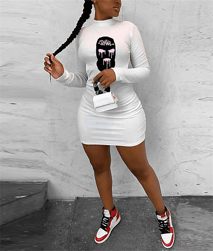 O Neck Long Sleeve Bodycon Short Dress JZH-8120
