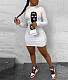 O Neck Long Sleeve Bodycon Short Dress JZH-8120