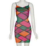 Sexy Mesh Print Cut Out Backless Bodycon Dress DLS-22D15642