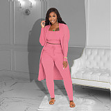 Solid Color Casual Knitted 3 Piece Pants Set ZAND-31238
