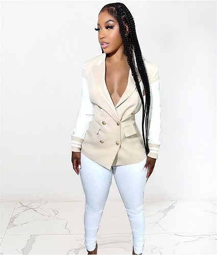 Baseball Style Notched Neck Blazer Pants Suit LSD-83136