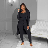 Solid Color Casual Knitted 3 Piece Pants Set ZAND-31238