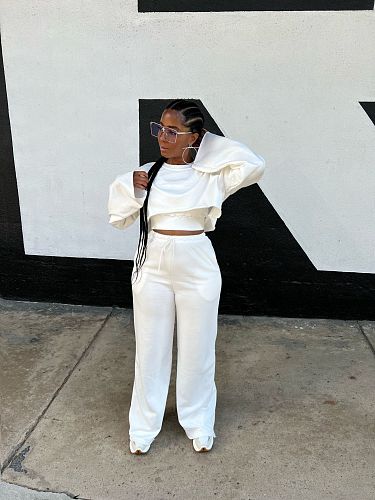 Long Sleeve Crop Top+Camisole+Wide Leg Pants Sweatsuits JP-1078