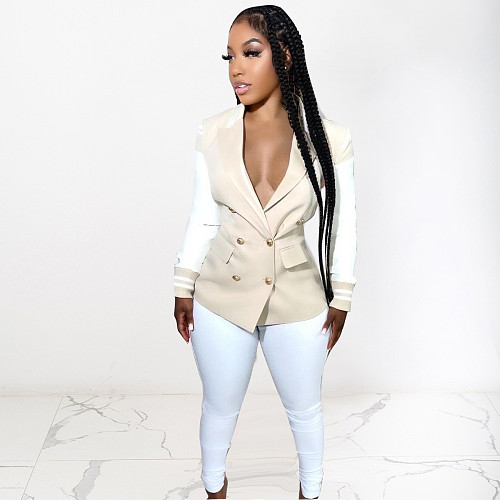 Baseball Style Notched Neck Blazer Pants Suit LSD-83136